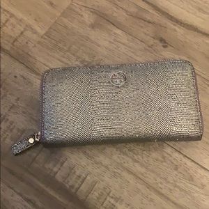 Purple snake skin Tory Burch wallet